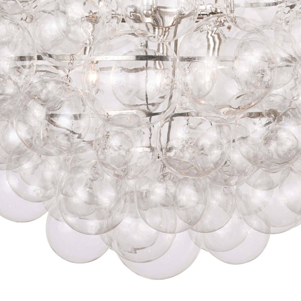 Glass chandelier with small clear glass bulbs